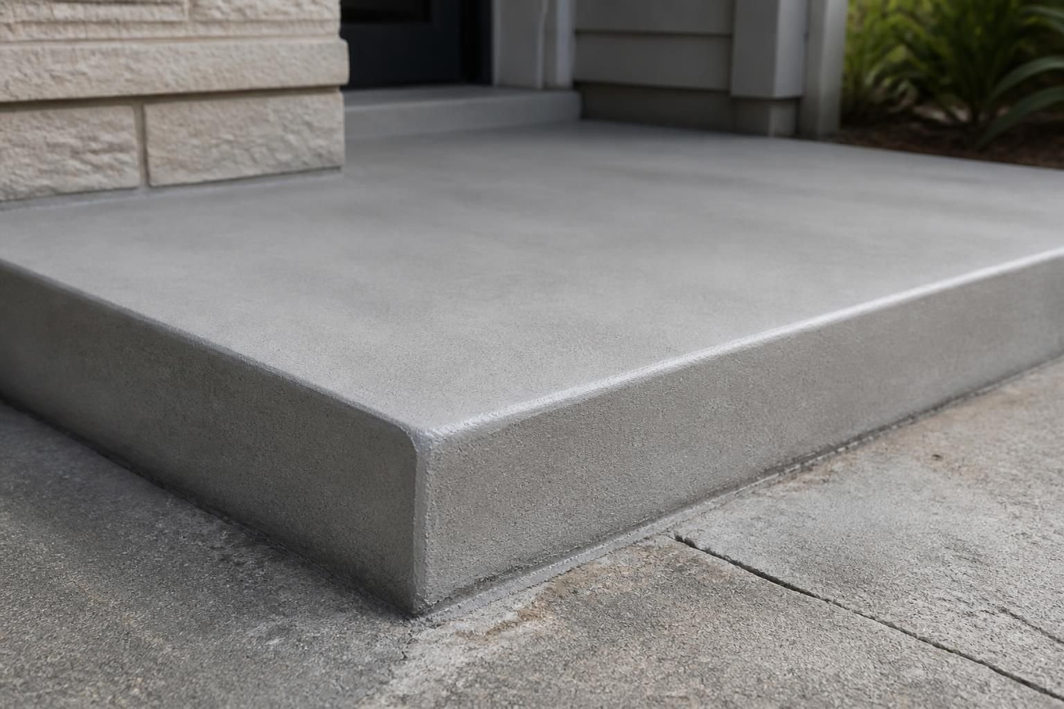 Restored concrete slab with smooth finished edges.