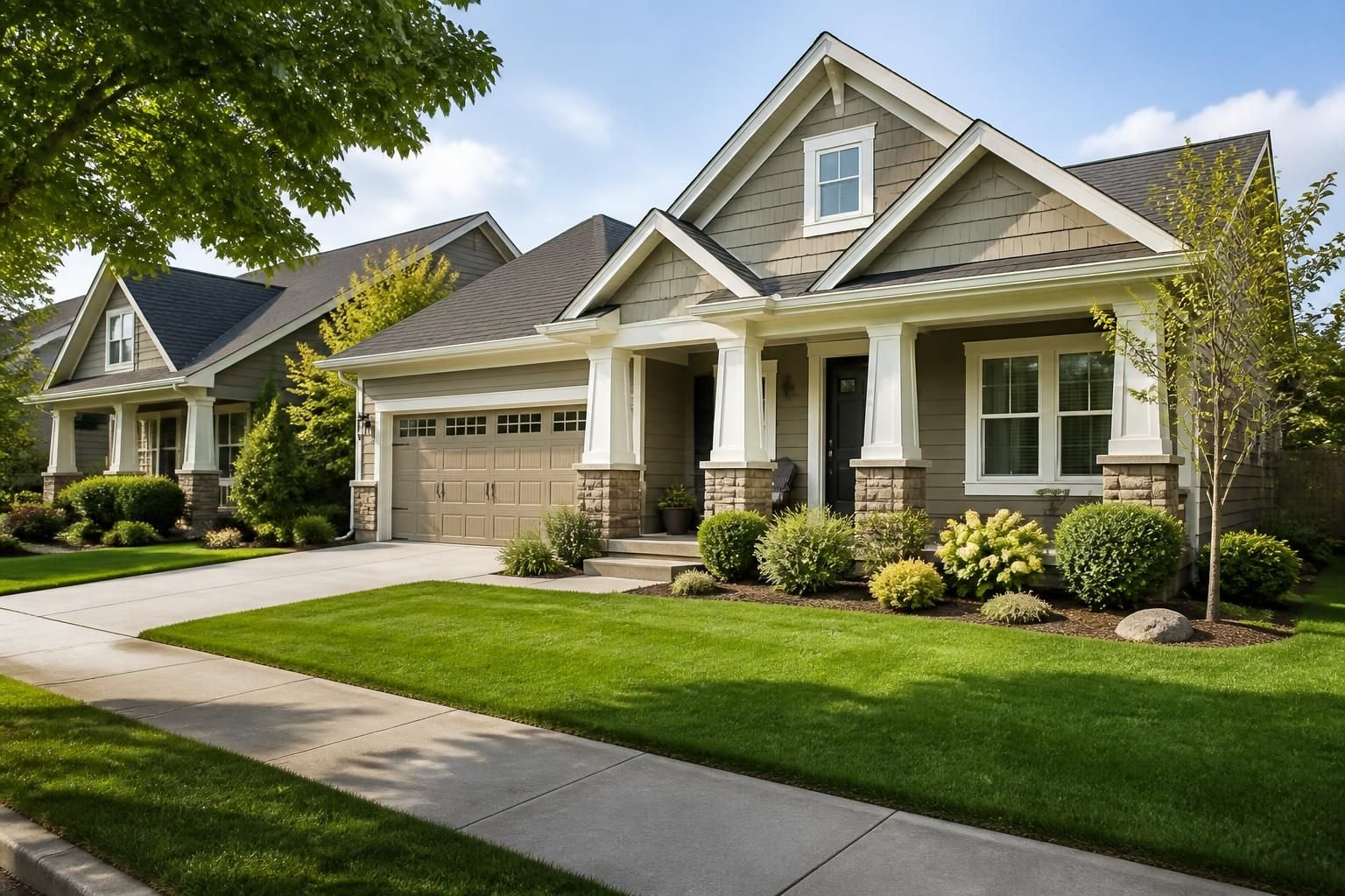 Welcoming suburban neighborhood with well-kept homes.